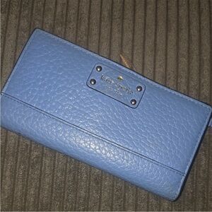 Kate Spade Blue Pebbled Leather Wallet